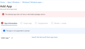 The selected app does not have a valid latest package version The selected app does not have a valid latest package version
